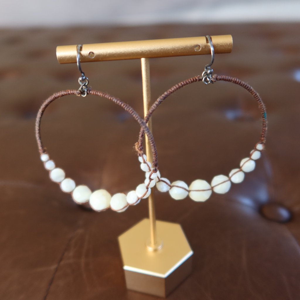 Chan Luu 22 Mother Of Pearl? Stones Front Facing Hoops Earrings 2